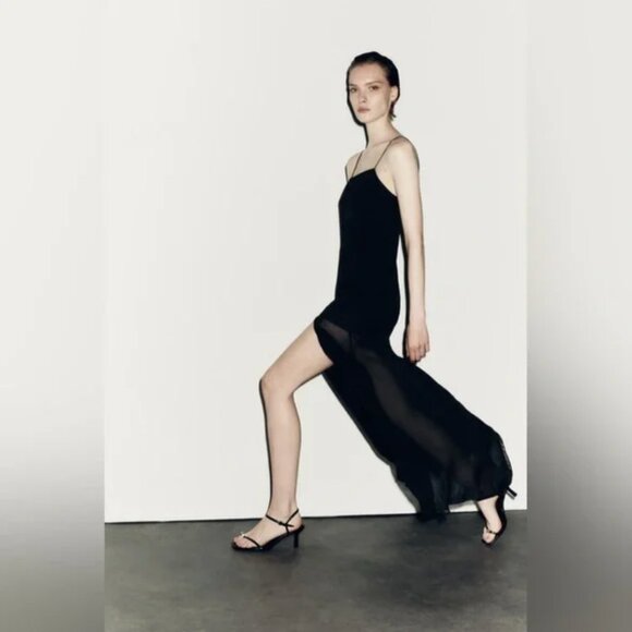 Zara ZW Collection Long Contrast Dress S - Picture 4 of 11